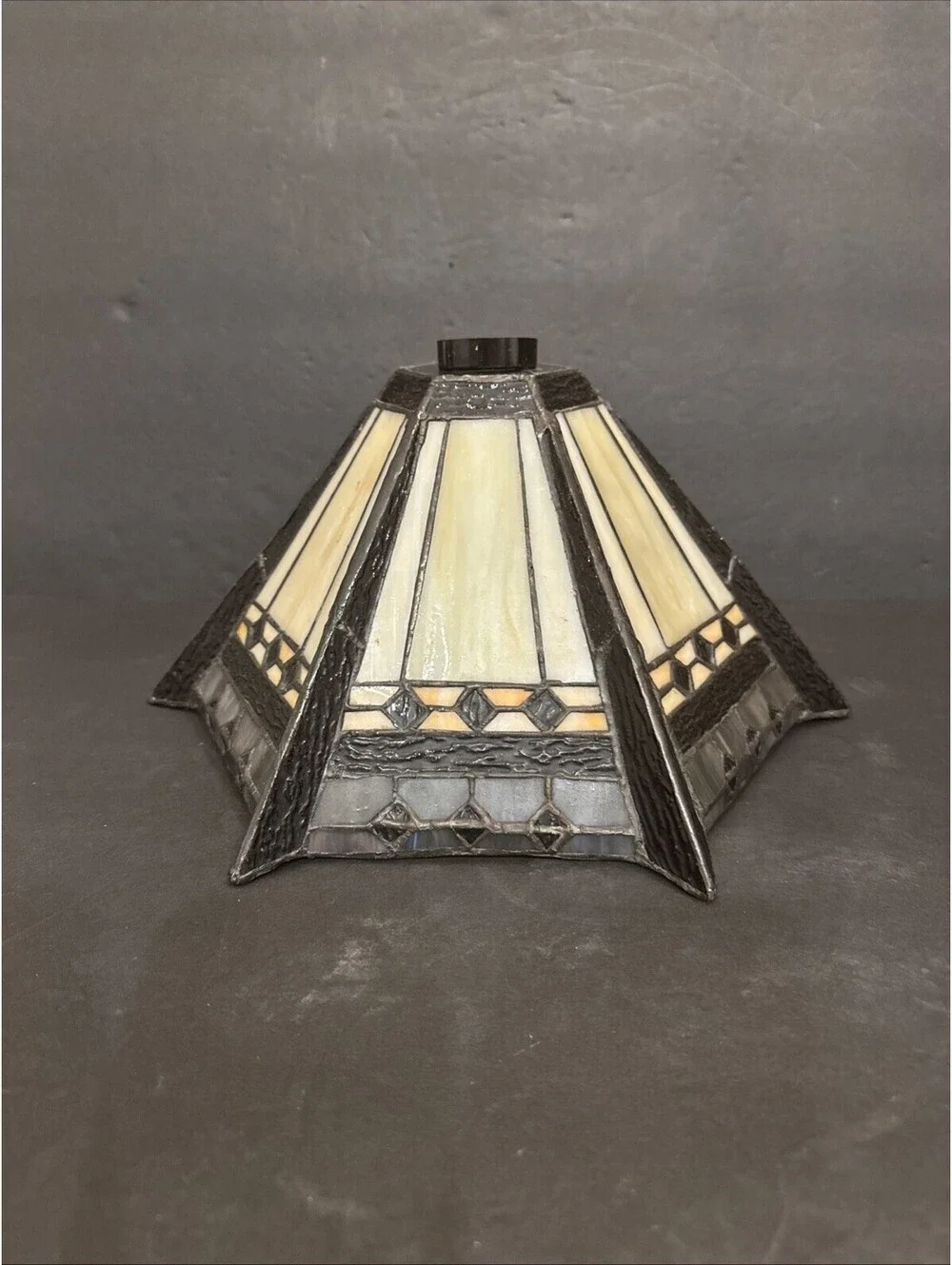 Tiffany Style 6 Sided Mission Stained Glass Lamp Shade 12.25” W By 6.75” H